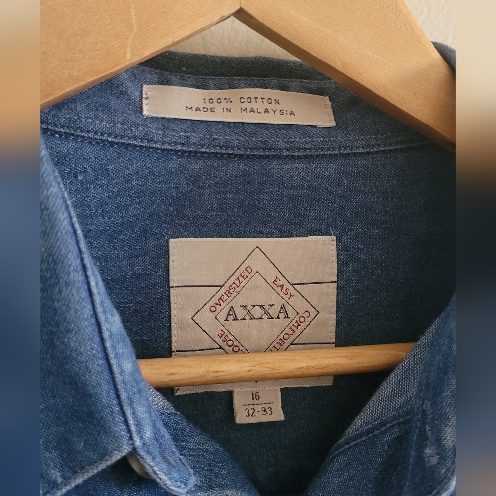 Vtg AXXA Embroidered Denim Button Down, Women's 16, Blue Jean - Picture 4 of 8